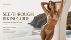 See-through bikini guide featuring a woman in a sheer white bikini at a sunlit Mediterranean seaside resort