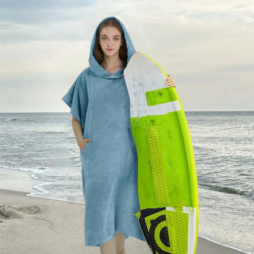 Surf Poncho Towel Hoodie – Quick‑Dry Microfiber Beach Robe - Surfboard