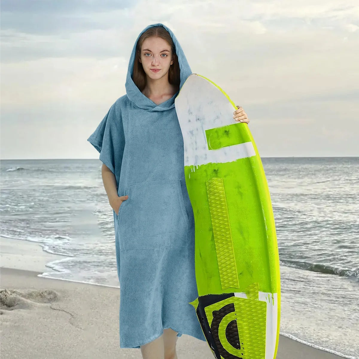 Surf Poncho Towel Hoodie – Quick‑Dry Microfiber Beach Robe - Surfboard