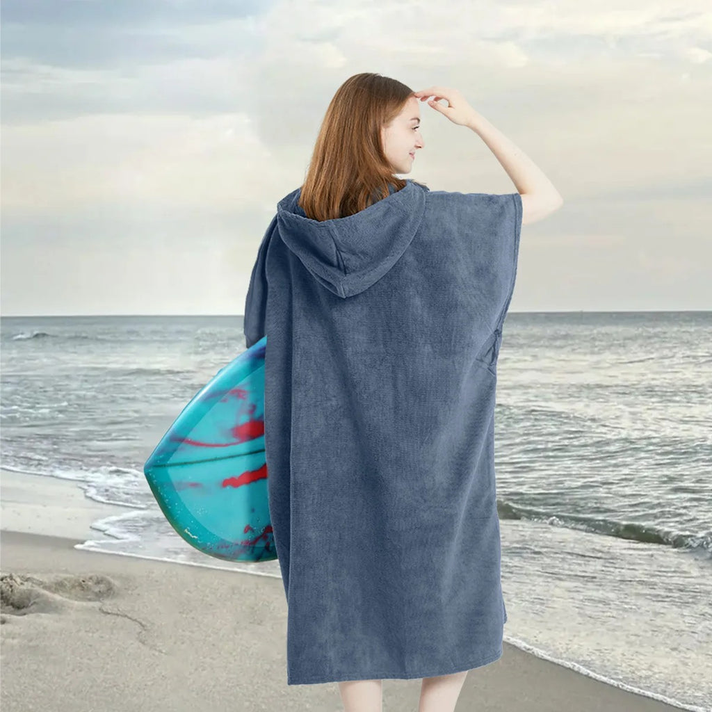 Surf Poncho Towel Hoodie – Quick‑Dry Microfiber Beach Robe - Back