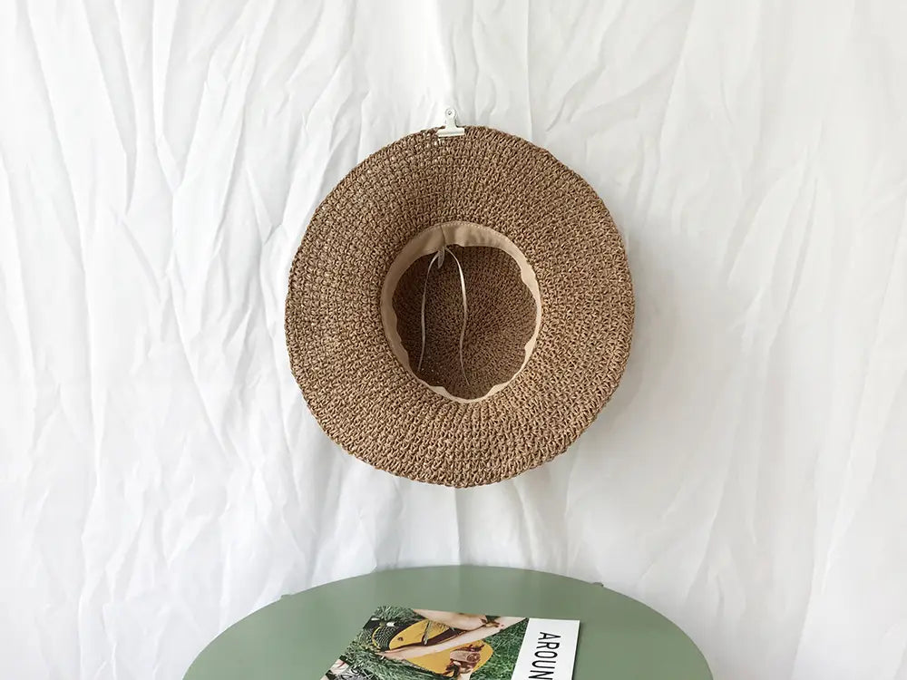 Excursión de verano Sombrero de playa Paja plegable