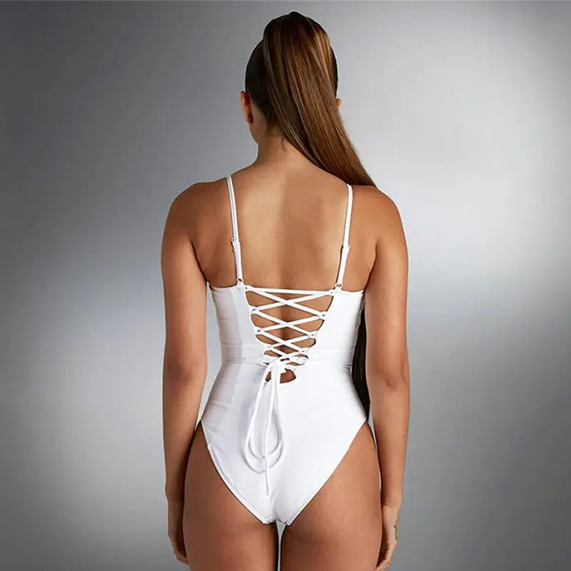 Plus Size Sexy Solid Backless String One Piece Swimsuit