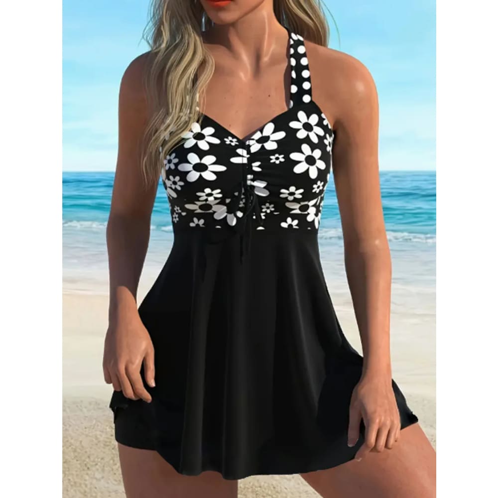 Plus Size Print Tankini Set – High‑Waist Two‑Piece Swimwear - 2 / S On sale