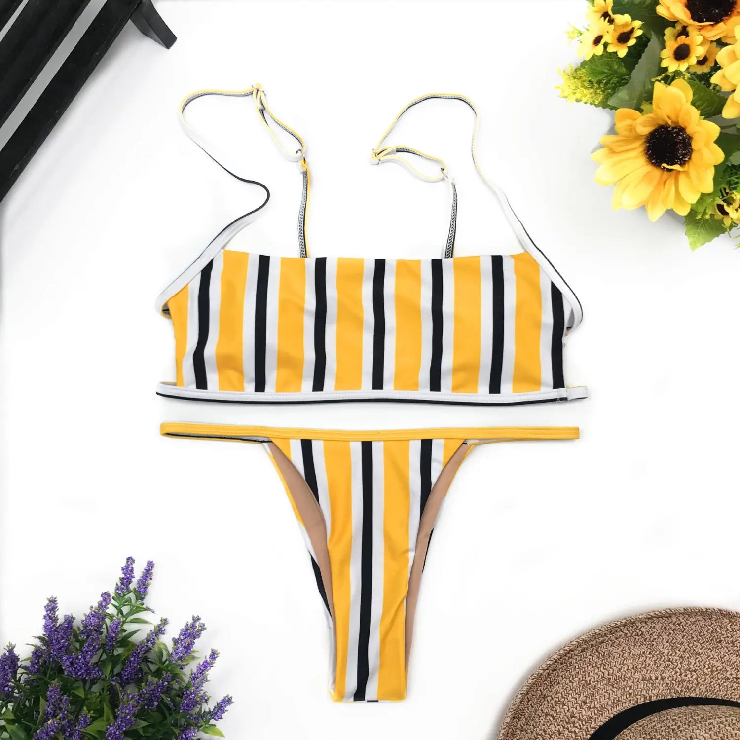 Striped Split Two Piece Cheeky Bikini – Sexy Swimwear