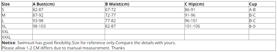 Contrast Color Ribbed Bandeau Brazilian Bikini Swimsuit Size Chart