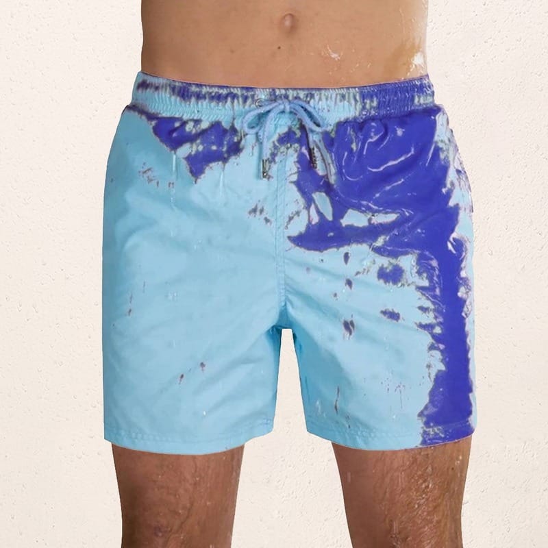 Pantalones cortos de playa mágicos con cambio de color, bañadores para hombre