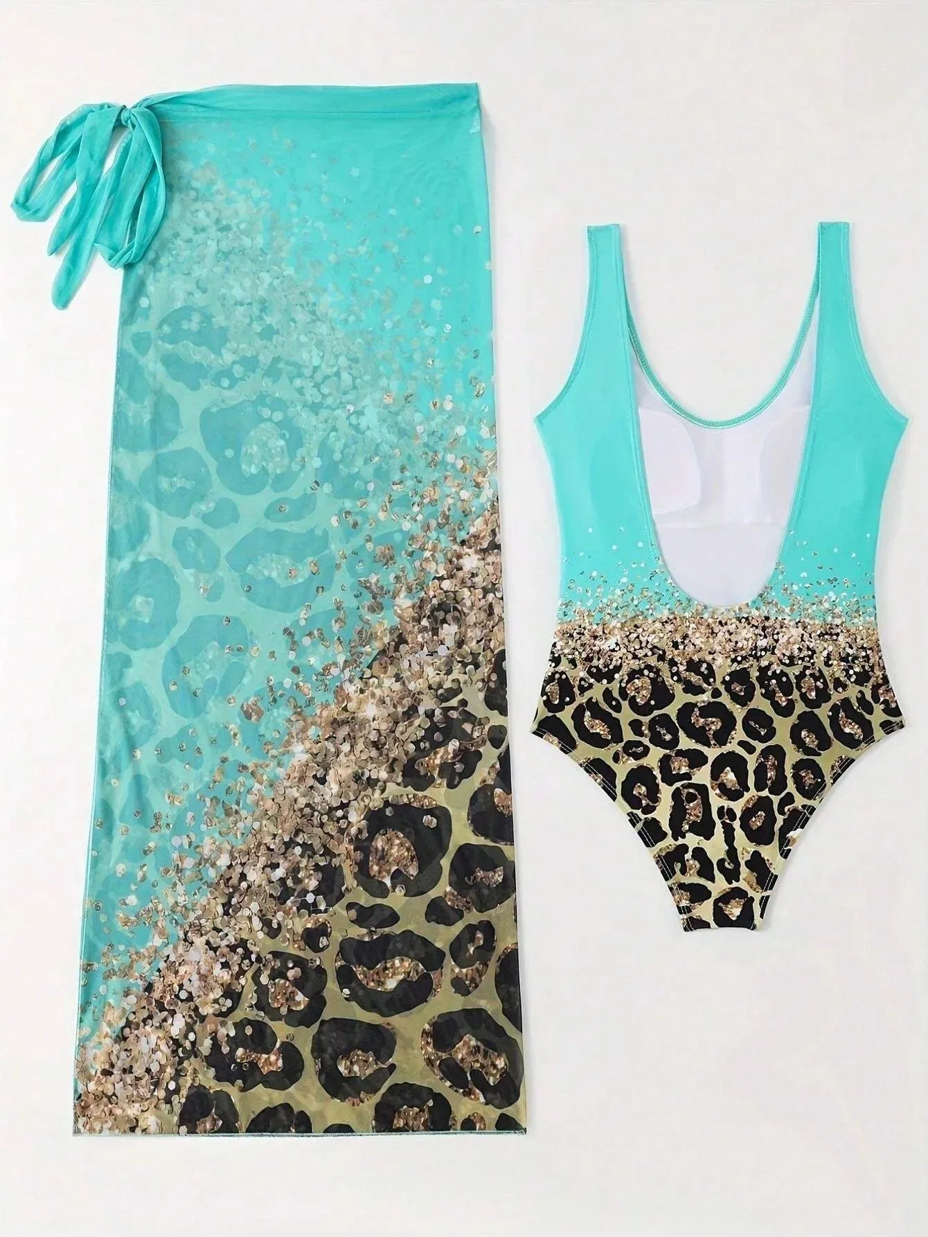Leopard One‑Piece Swimsuit with Matching Sarong Cover‑Up - Sunnybikinis.
