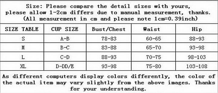Halter Slide Triangle Plastic Straps Thong Bikini Swimsuits Size Chart