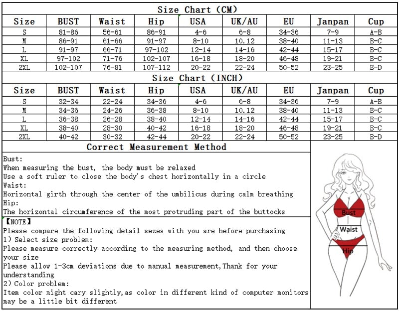 High waisted Push Up Halter Brazilian Bikini Swimsuits Size Chart