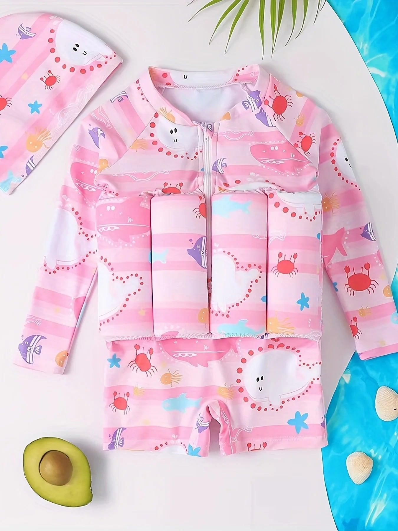 Kids Buoyancy One‑Piece Swimsuit with Detachable Float Rods