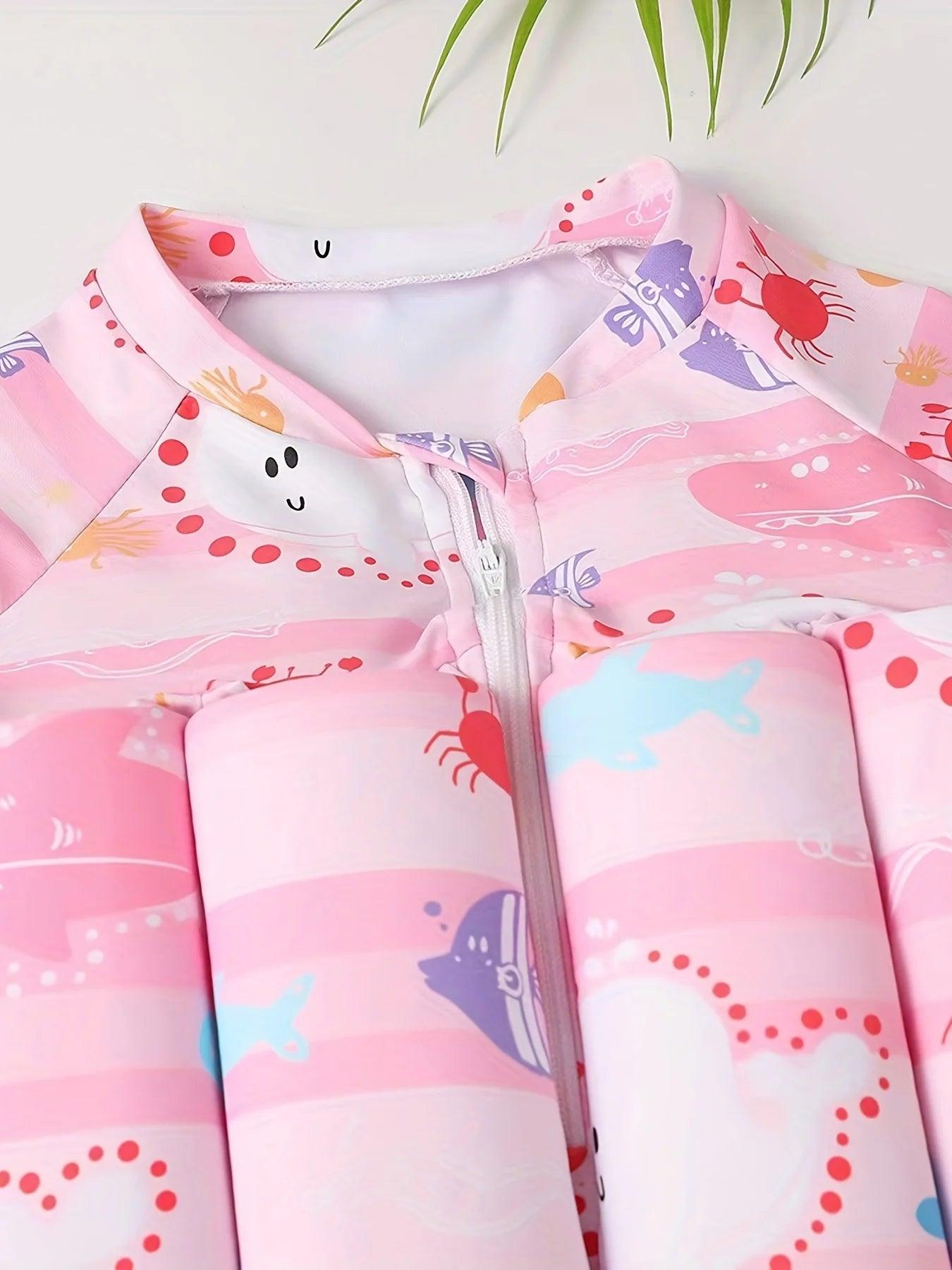 Kids Buoyancy One‑Piece Swimsuit with Detachable Float Rods