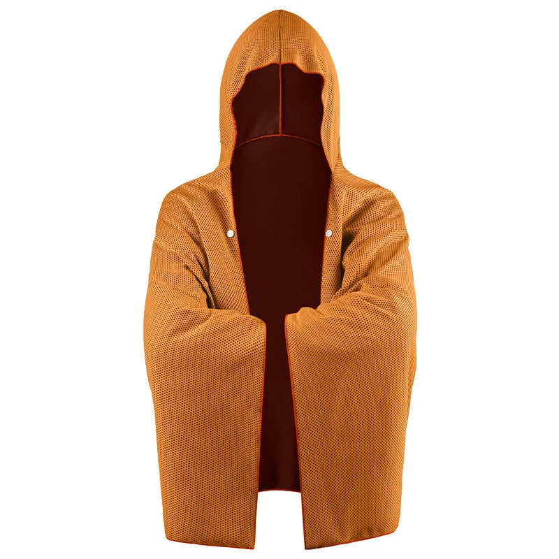Cooling Hooded Beach Poncho Cover‑Up with UV Protection - Orange