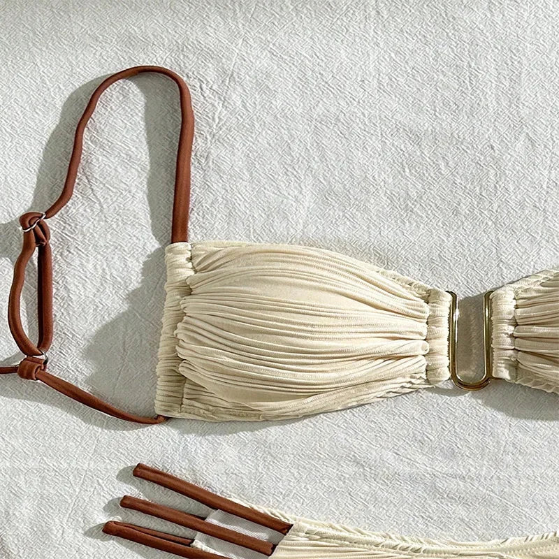 Sexy Push‑Up Brazilian Bikini Set with Low‑Waist Bottoms-Khaki2