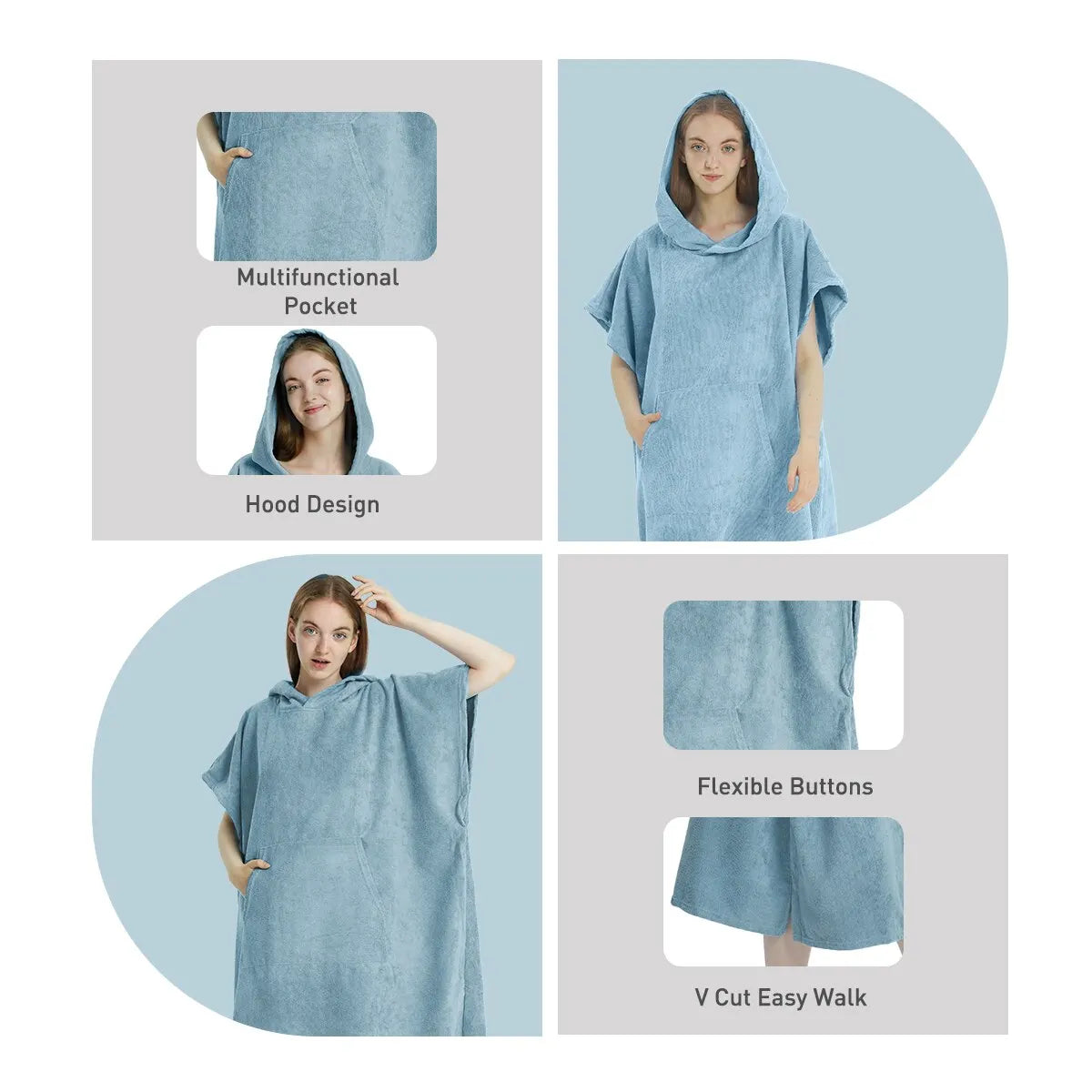 Surf Poncho Towel Hoodie – Quick‑Dry Microfiber Beach Robe - Details
