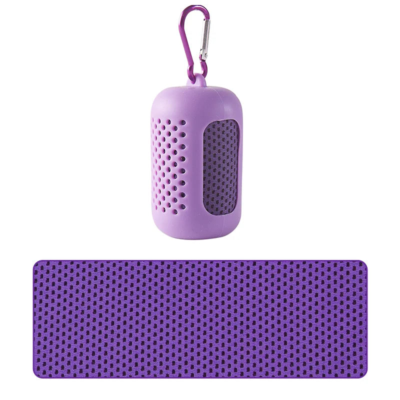 Portable Cooling Towel with Silicone Case – Purple