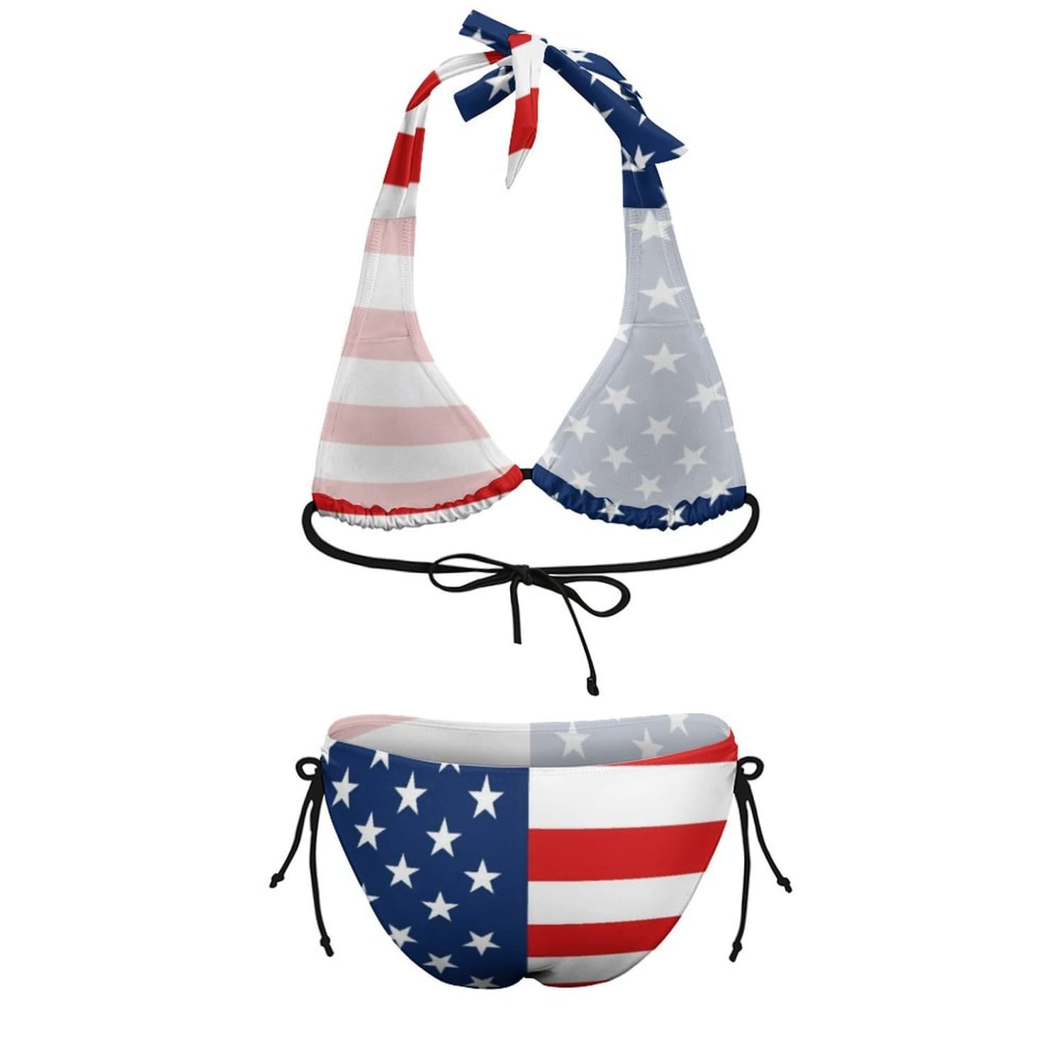 American Flag 4th of July Bikini Stars Stripes Halter Push Up