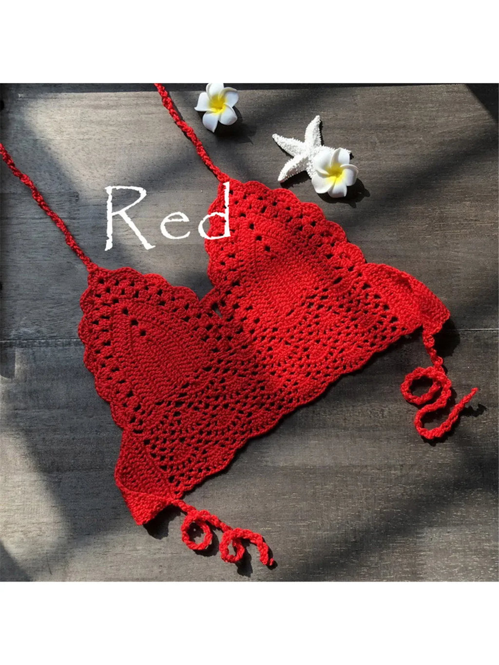 Crochet Knitted Hollow‑Out Bikini Top for Women - Sunnybikinis