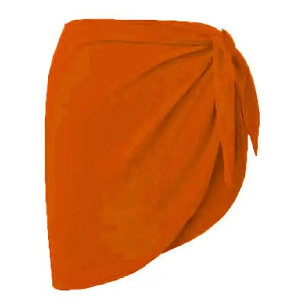 orange chiffon sarong wrap with side knot laid flat