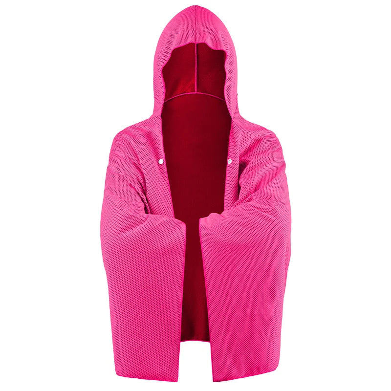 Cooling Hooded Beach Poncho Cover‑Up with UV Protection - Pink