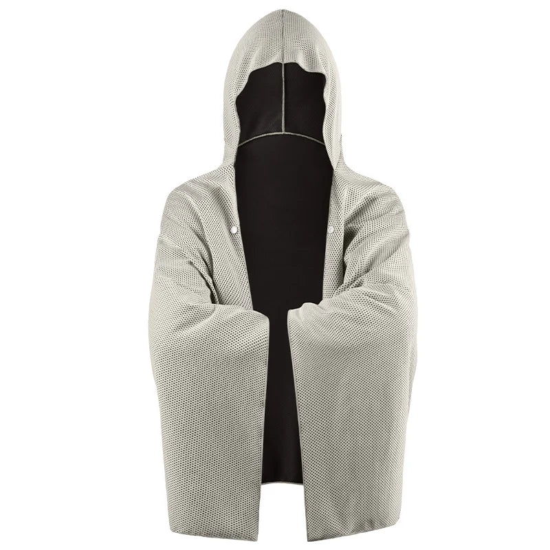 Cooling Hooded Beach Poncho Cover‑Up with UV Protection- White