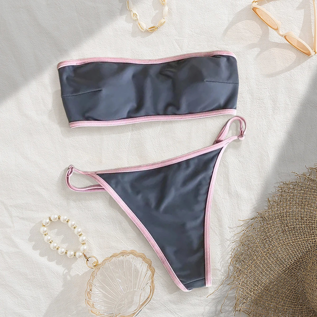 Chain Brazilian Bikini Set with Square or Triangle Top