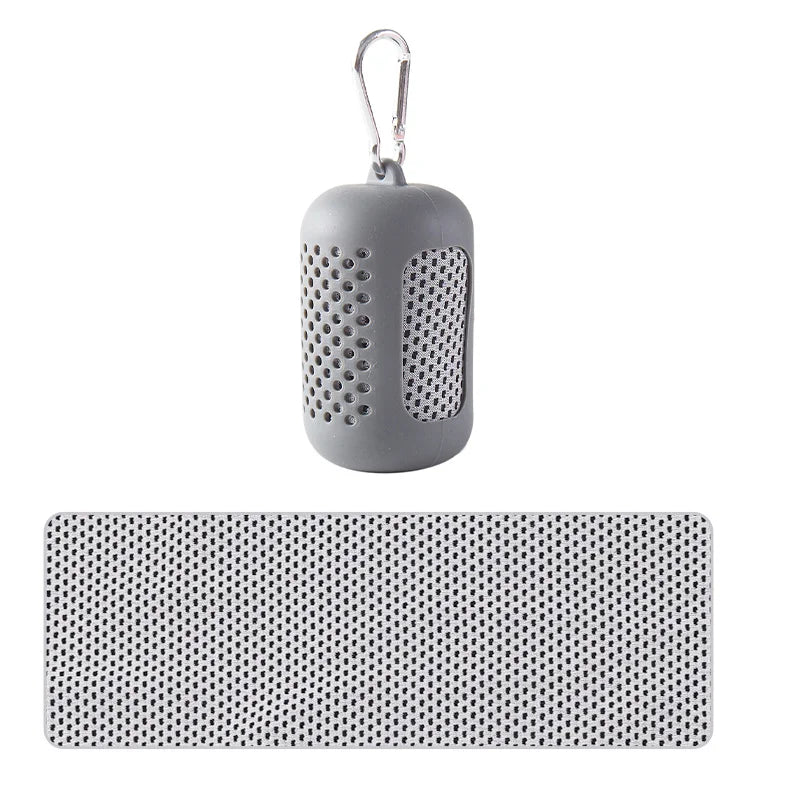 Portable Cooling Towel with Silicone Case – Light Grey