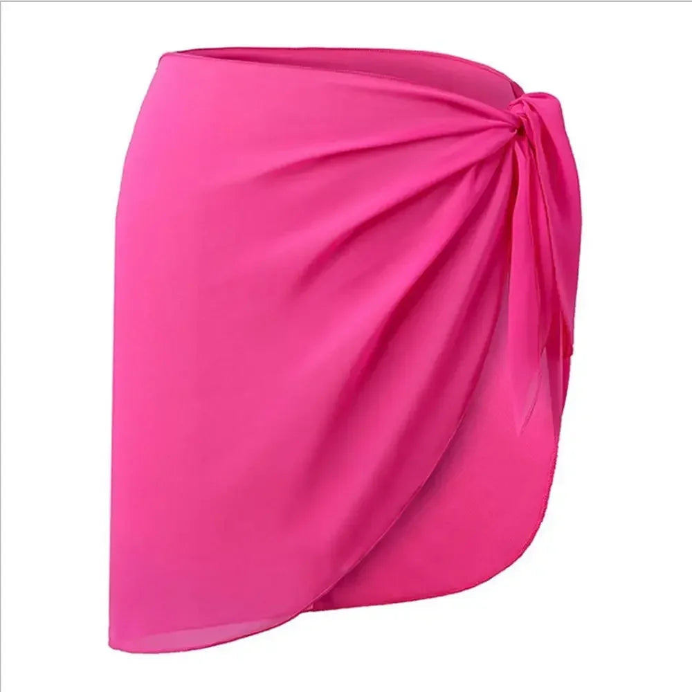 hot pink chiffon sarong wrap with side knot laid flat