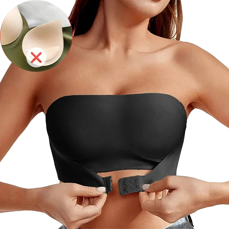Strapless Push‑Up Ice Silk Bra – Invisible Beauty Back