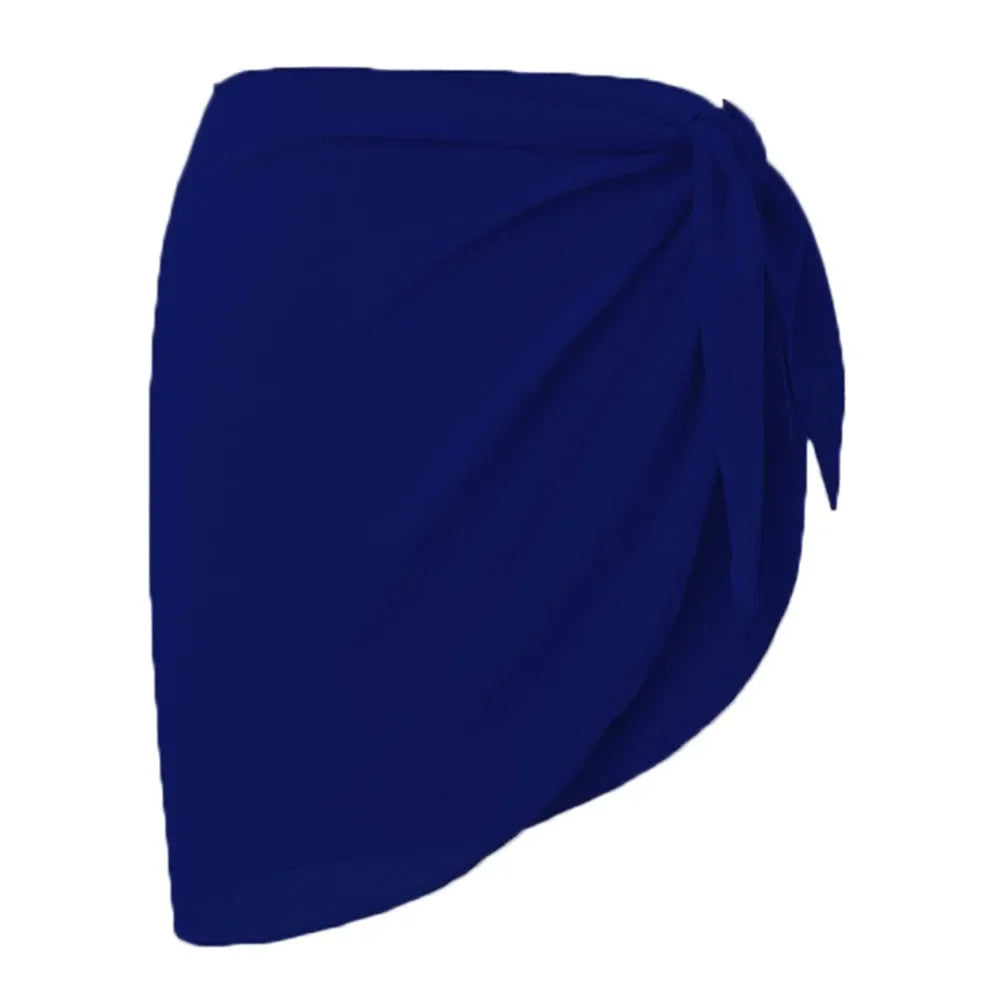navy blue chiffon sarong wrap with side knot laid flat