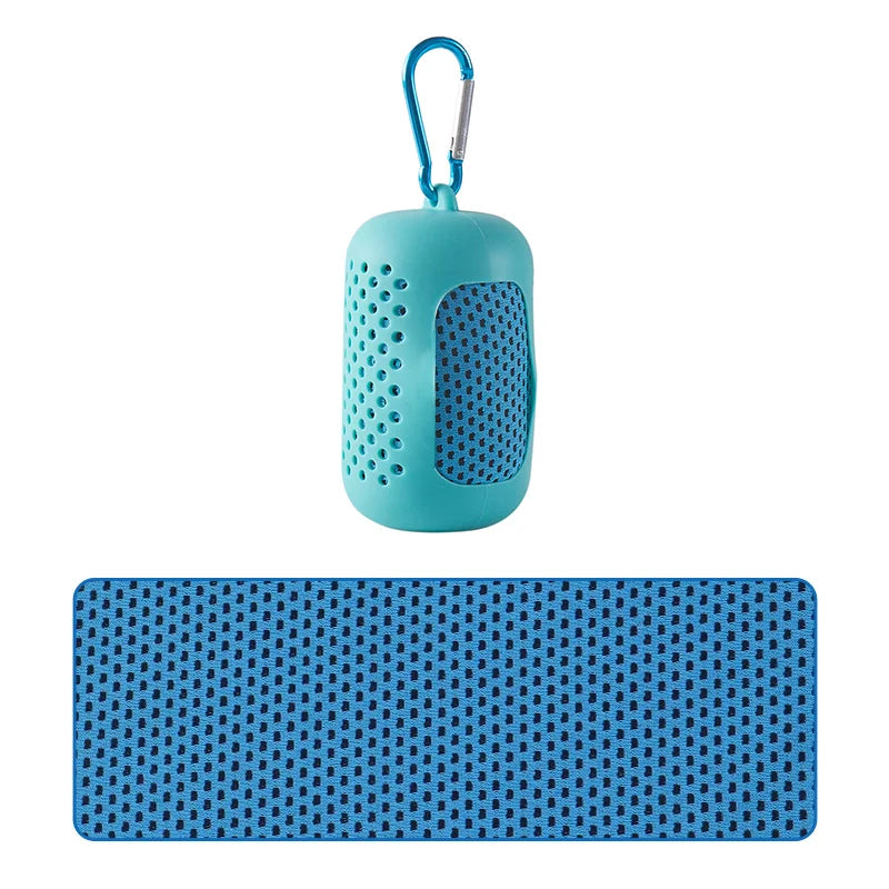 Portable Cooling Towel with Silicone Case – Blue2