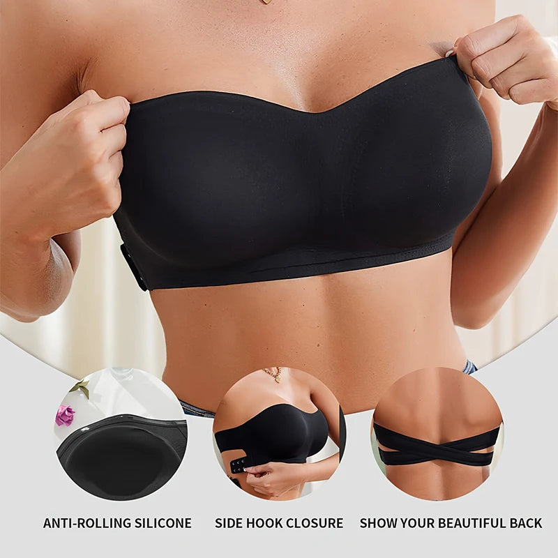 Strapless Push‑Up Ice Silk Bra – Invisible Beauty Back