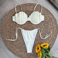 Sexy Shell Micro Bikini Set with Brazilian Thong Bottoms-White5