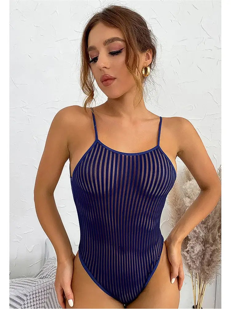 Sexy One Piece Swimsuit with Transparent Stripes