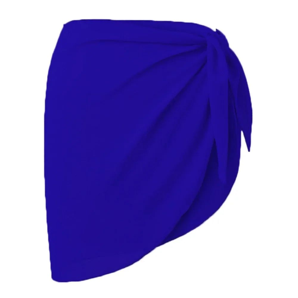 cobalt blue chiffon sarong wrap with side knot laid flat