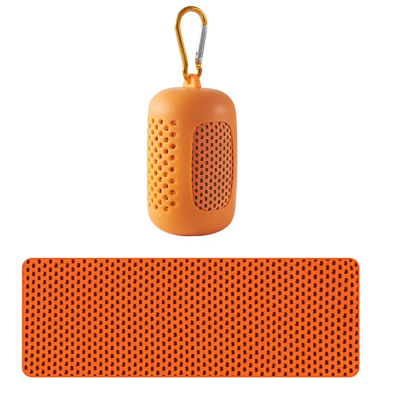 Portable Cooling Towel with Silicone Case – Orange