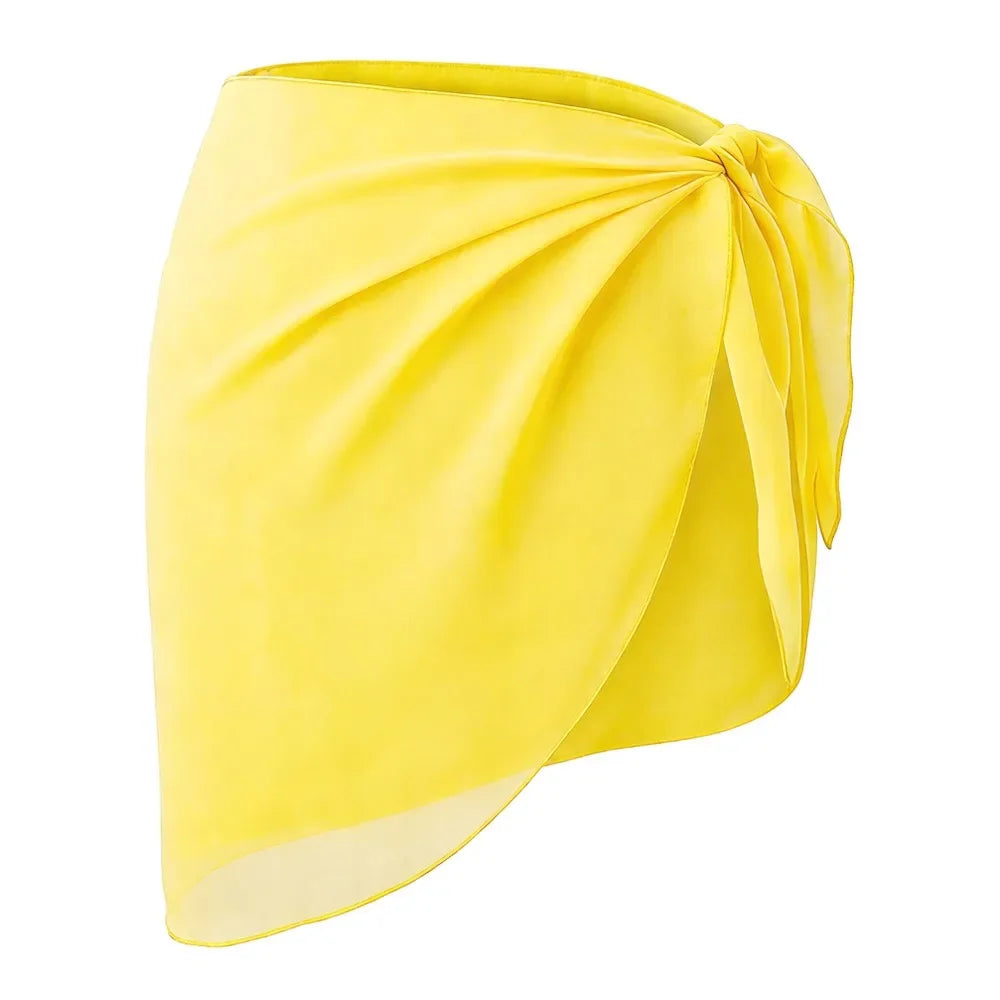 yellow chiffon sarong wrap with side knot laid flat