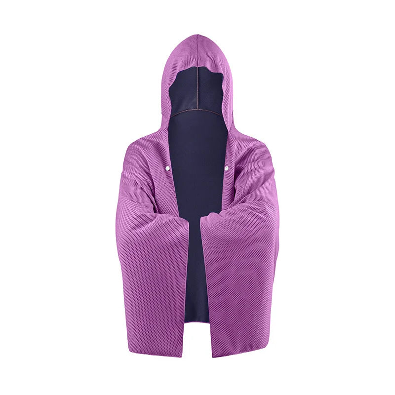 Cooling Hooded Beach Poncho Cover‑Up with UV Protection - Purple