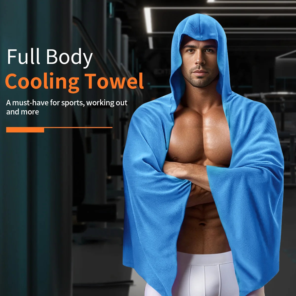 Cooling Hooded Beach Poncho Cover‑Up with UV Protection - Full Body Cooling Towel