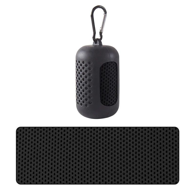 Portable Cooling Towel with Silicone Case – Black2