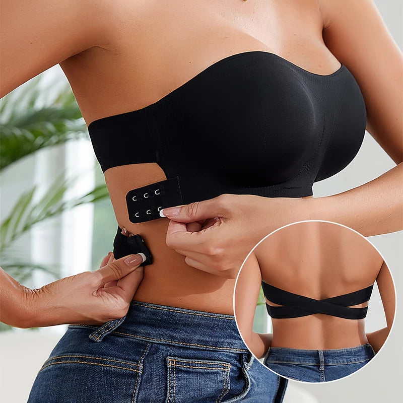 Strapless Push‑Up Ice Silk Bra – Invisible Beauty Back