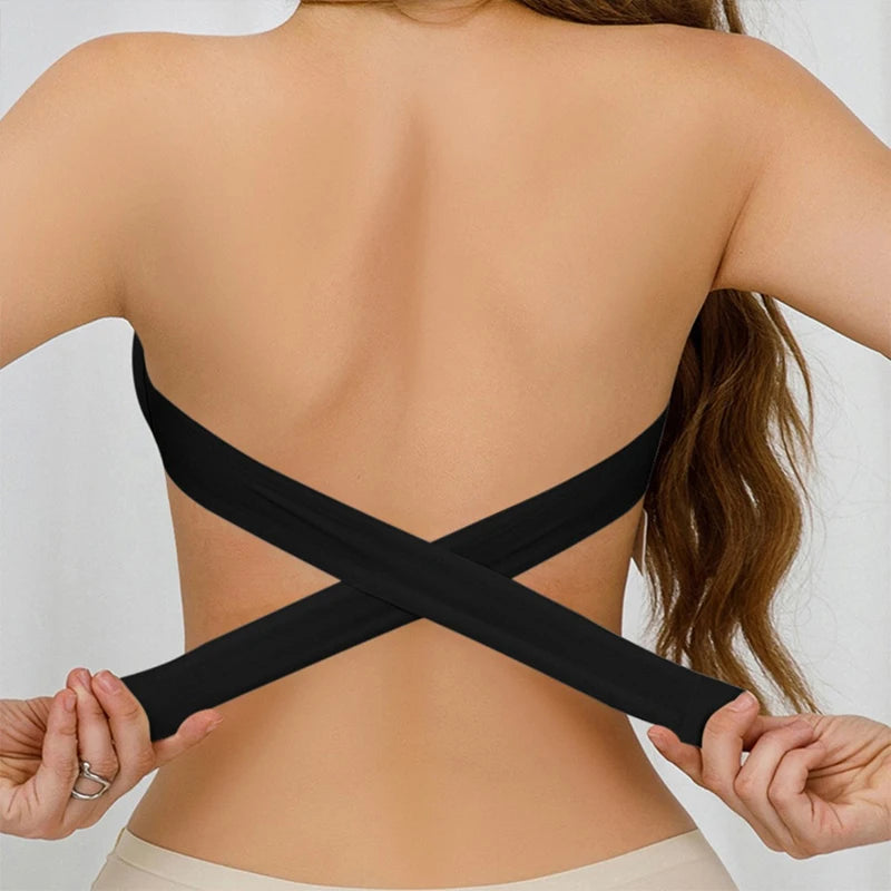 Strapless Push‑Up Ice Silk Bra – Invisible Beauty Back