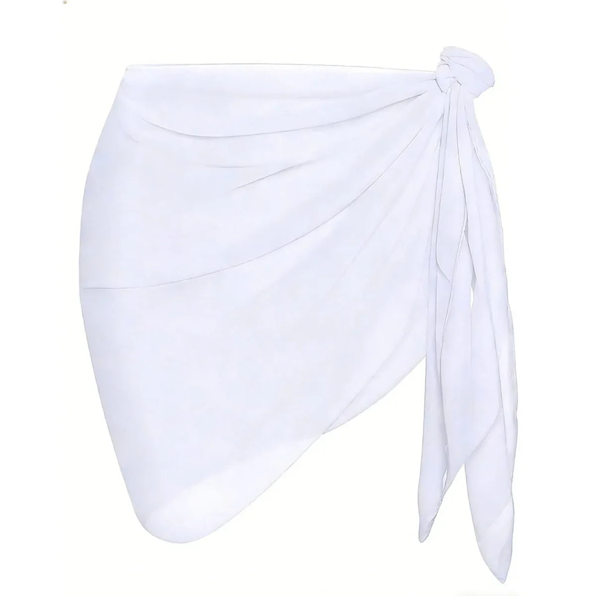 white chiffon beach sarong wrap with side tie knot laid flat