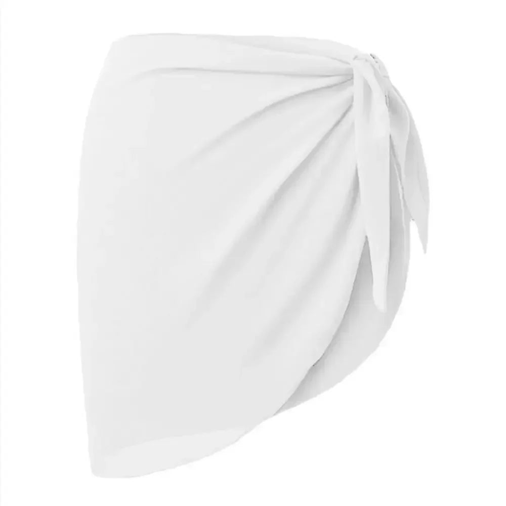 white chiffon sarong wrap with side knot laid flat