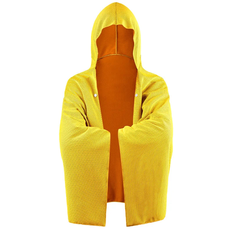 Cooling Hooded Beach Poncho Cover‑Up with UV Protection - Neon Yellow