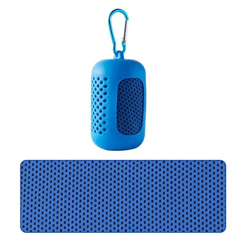 Portable Cooling Towel with Silicone Case – Dark Blue