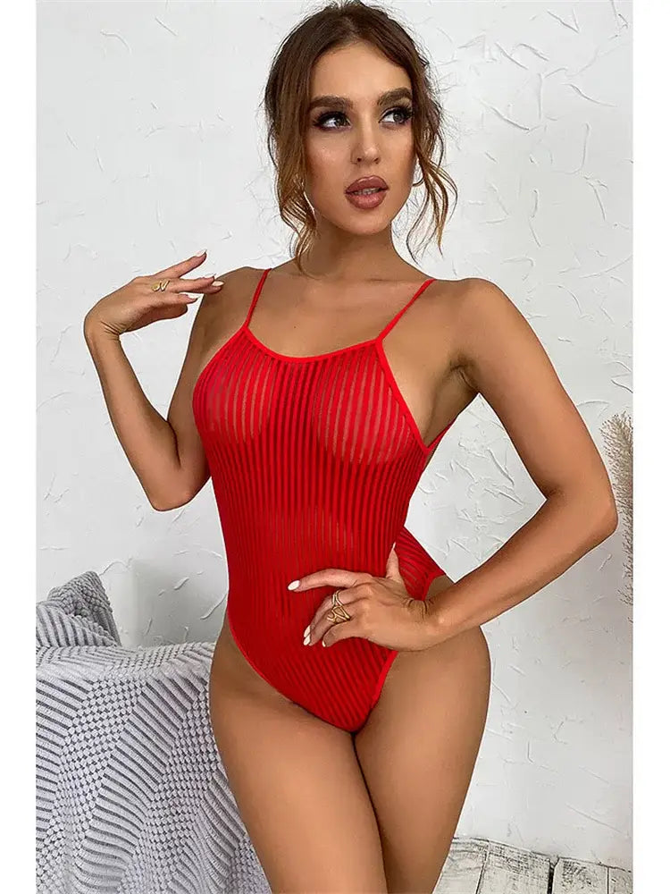 Sexy One Piece Swimsuit with Transparent Stripes