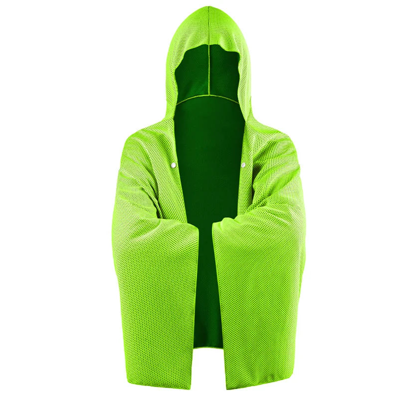 Cooling Hooded Beach Poncho Cover‑Up with UV Protection - Green