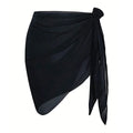 black chiffon beach sarong wrap with side tie knot laid flat