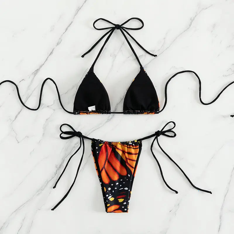 Butterfly Low Waist Micro Thong Triangle Bikini Swimsuit