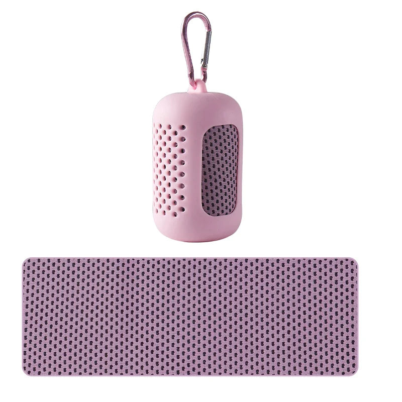 Portable Cooling Towel with Silicone Case – Pink